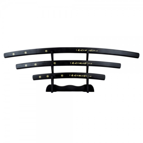 Zestaw Katana, wakizashi, tanto i stojak - samurajski oręż z grawerem z Musashiego Miyamoto Zestaw Katana, wakizashi, tanto i stojak - samurajski oręż z grawerem z Musashiego Miyamoto