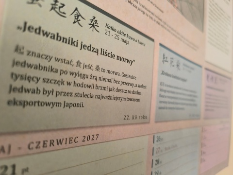 Japoński kalendarz ścienny pór roku Sekki i miktosezonów Ko na rok 2027 - zbliżenie