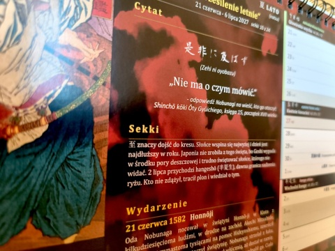 Kalendarz japoński na biurko - 72 pory roku, wydarzenia i cytaty z samurajskiej historii - zdjęcie